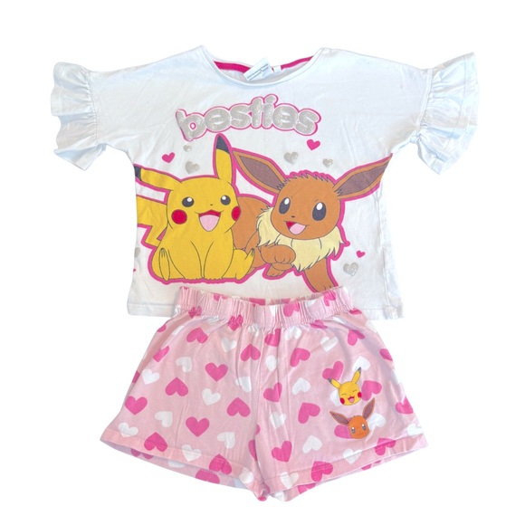 Pokemon Other - Pokemon Pikachu and Eevee Pajama Set - White and Pink
